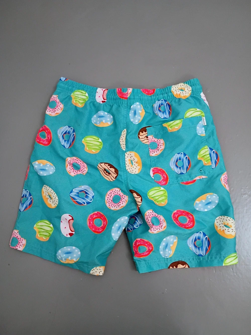 Men's Teal Donut Print Swim Trunks